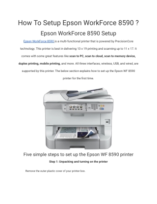 How To Setup Epson WorkForce 8590
