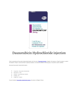 Daunomycin Injection by Pfizer