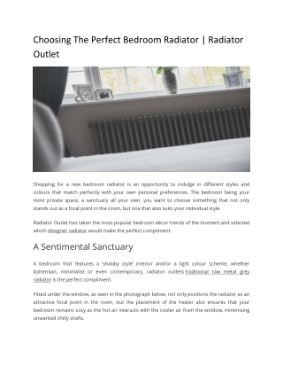 Choosing The Perfect Bedroom Radiator | Radiator Outlet