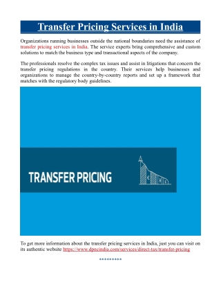 Transfer Pricing Services in India