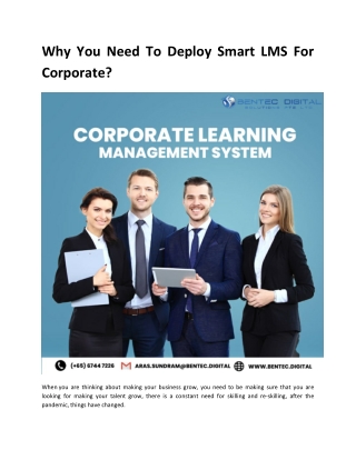 Why You Need To Deploy Smart LMS For Corporate