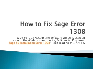 Sage Install Error 1308