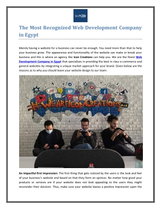 Web Development Company in Egypt - Icon Creations