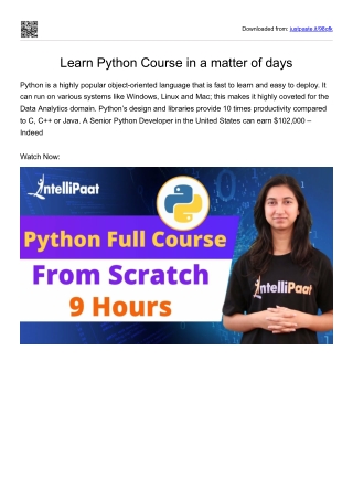 Learn Python Course in a matter of days