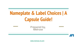 Nameplate & Label Choices | A Capsule Guide!