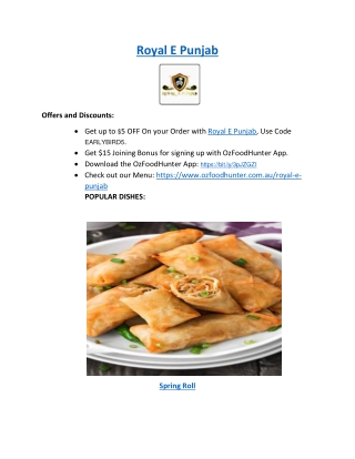 5% Off - Royal E Punjab Indian Menu Takeaway Brunswick, VIC