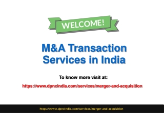 M&A Transaction Services in India