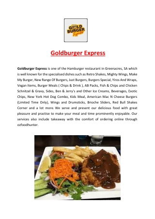 5% off - Goldburger Express Restaurant Menu Greenacres, SA