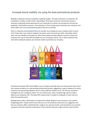 Increase brand visibility via using the best promotional products