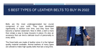 5 Best Types Of Leather Belts To Buy In 2022
