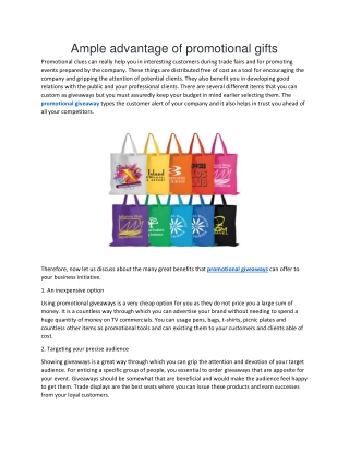 Ample advantage of promotional gifts