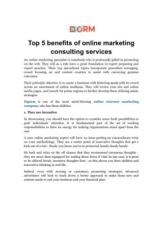 Top 5 benefits of online marketing consulting services