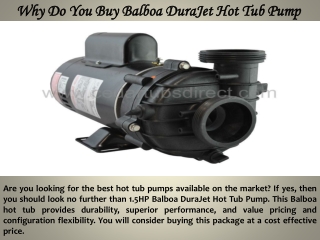 Why Do You Buy Balboa DuraJet Hot Tub Pump?