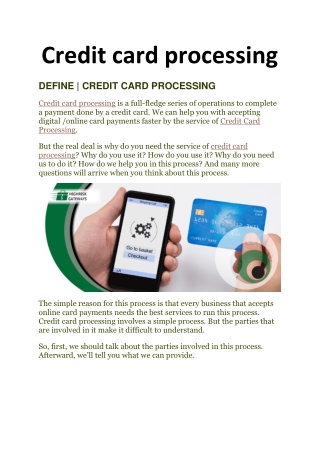 Credit Card Processing - Highrisk Gateways
