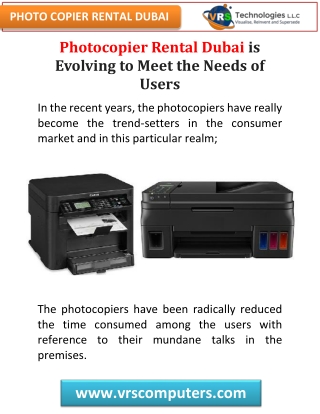 Photocopier Rental Dubai is Evolving to Meet the Needs of Users