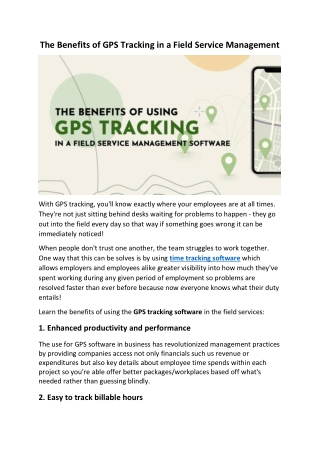 The Benefits of GPS Tracking in a Field Service Management