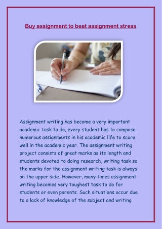 Buy assignment to beat assignment stress