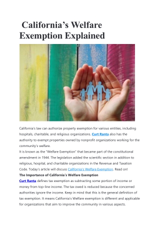 California’s Welfare Exemption Explained-