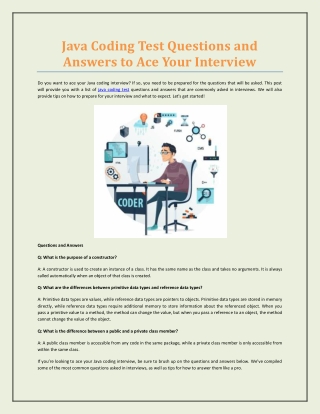Java Coding Test Questions and Answers to Ace Your Interview