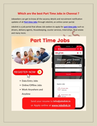 Which are the best Part Time Jobs in Chennai