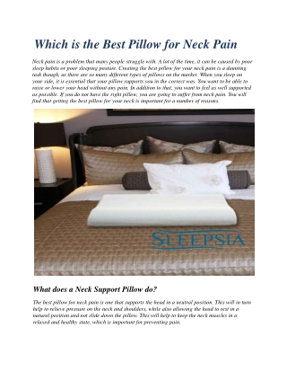 Which is the Best Pillow for Neck Pain