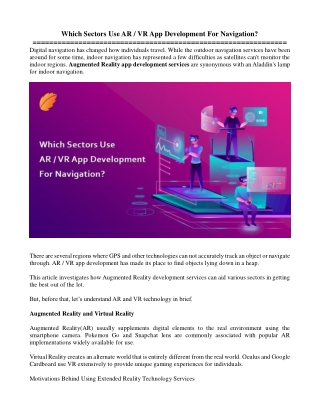 Which Sectors Use AR  VR App Development For Navigation