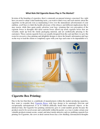 What Role Did Cigarette Boxes Play in The Market