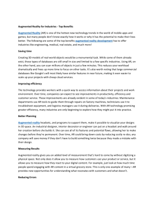 Augmented Reality for Industries - Top Benefits