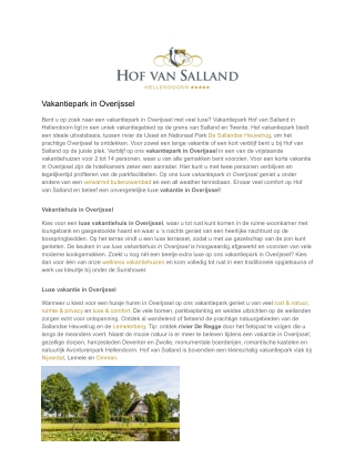 Vakantiepark in Overijssel - Hof van Salland