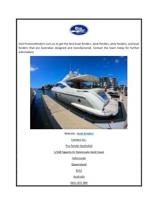 Get the best Boat Fenders  Pontoonfenders.com.au