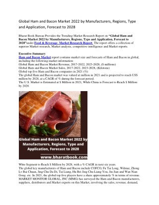 Global Ham and Bacon Market 2022 by Manufacturers, Regions, Type and Application, Forecast to 2028-converted