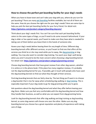 How to choose the perfect pet boarding facility for your dogs needs