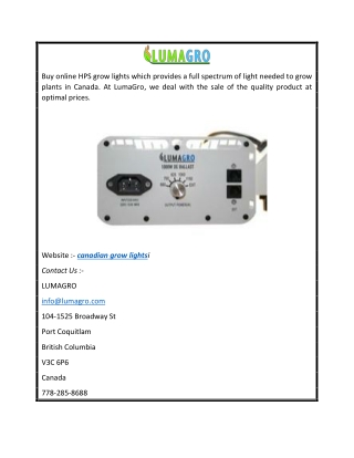 canadian grow lights  Lumagro.com