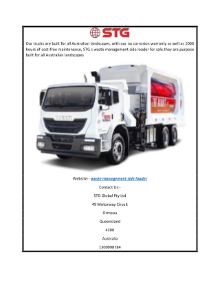 Best Waste Management Side Loader  Stgglobal.net
