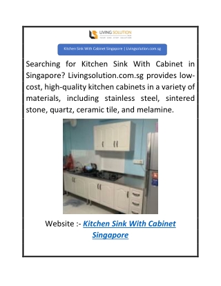 Kitchen Sink With Cabinet Singapore  Livingsolution.com.sg