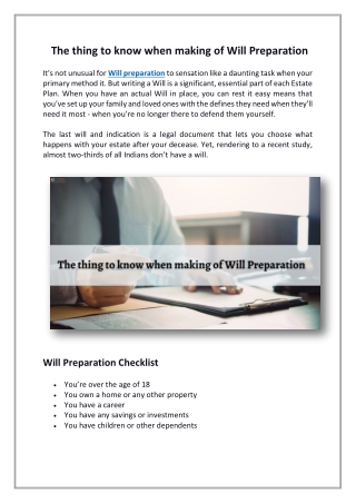 Thing to know when making of Will Preparation ChoksiTax