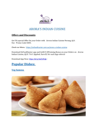 5%   Arora's Indian Cuisine Menu - Takeaway Nerang, QLD