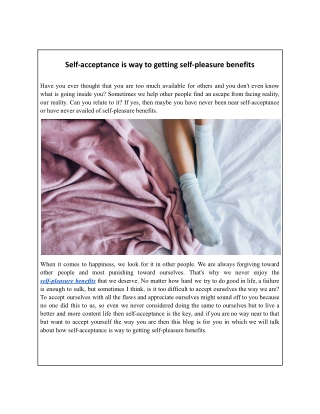 Self-acceptance is way to getting self-pleasure benefits.docx