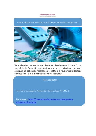 Centre réparation ordinateur Laval | Reparation-electronique.com
