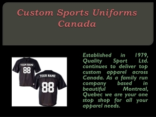 Custom Sports Uniforms Canada