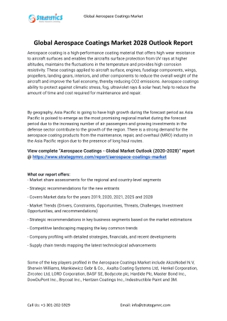 2021 Aerospace Coatings Industry Global Analysis Report
