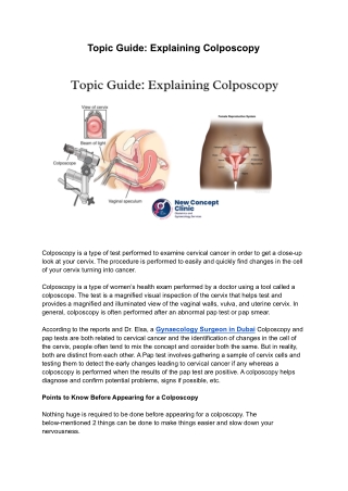 Topic Guide : Explaining Colposcopy