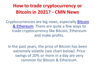 How to trade cryptocurrency or Bitcoin in 2021? - CMN News