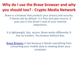 Why do I use the Brave browser and why you should too? - Crypto Media Network
