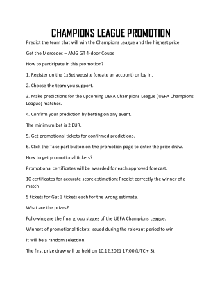 CHAMPIONS LEAGUE PROMOTION