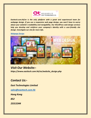 Webpage Design | Easttech.com.hk/en