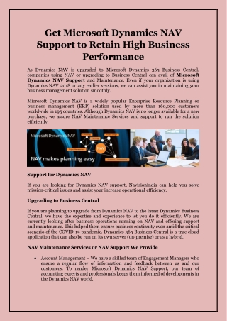 Microsoft Dynamics NAV Support