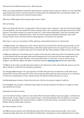 Paid and Free of charge Web hosting Expert services- What They Are?