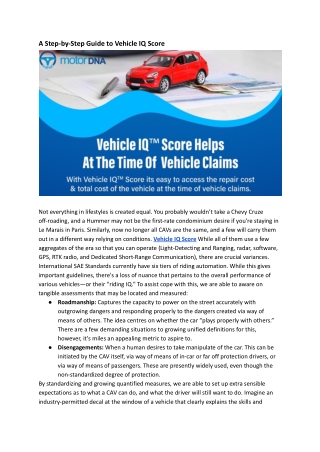 A Step-by-Step Guide to Vehicle IQ Score