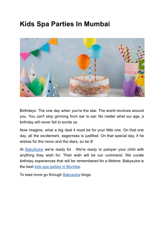 Kids Spa Parties In Mumbai